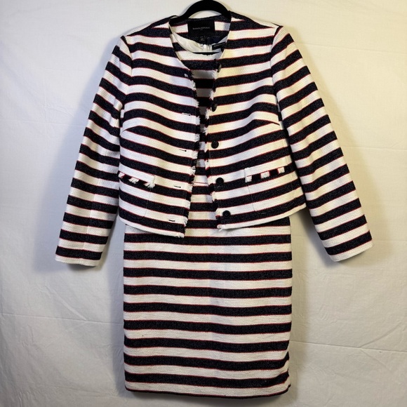 Banana Republic Striped Skirt Suit Women’s Size 10P - Picture 1 of 8